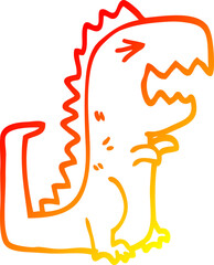 warm gradient line drawing cartoon roaring t rex
