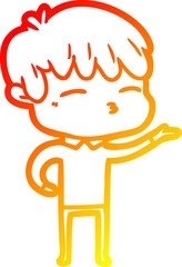 warm gradient line drawing cartoon curious boy