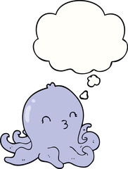 cartoon octopus and thought bubble