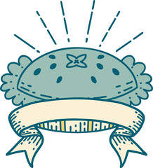 banner with tattoo style amazing pie