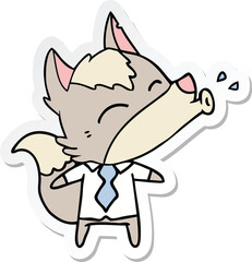 sticker of a howling wolf boss cartoon