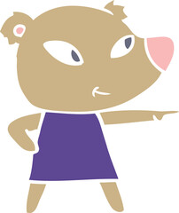 cute flat color style cartoon bear in dress