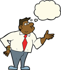 cartoon businessman asking question with thought bubble