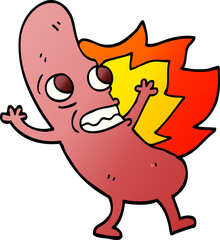 vector gradient illustration cartoon flaming hotdog
