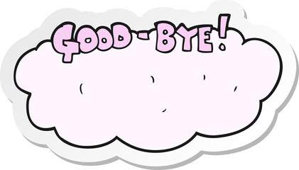 sticker of a cartoon goodbye sign