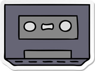 sticker cartoon doodle of a sticker cassette tape