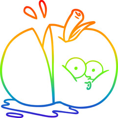rainbow gradient line drawing cartoon sliced apple