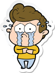 sticker of a cartoon crying man
