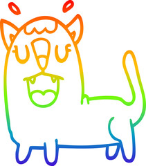 rainbow gradient line drawing cartoon funny cat