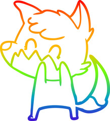 rainbow gradient line drawing cartoon friendly fox