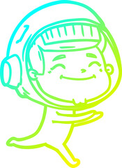 cold gradient line drawing happy cartoon astronaut