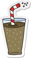 sticker of a cartoon fizzy drink in glass