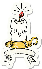 grunge sticker of tattoo style spooky melting candle
