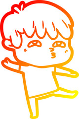 warm gradient line drawing cartoon curious man