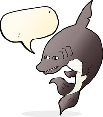 funny cartoon shark with speech bubble
