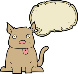 cartoon dog sticking out tongue with speech bubble