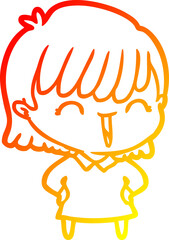 warm gradient line drawing cartoon woman