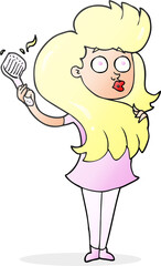 cartoon woman brushing hair