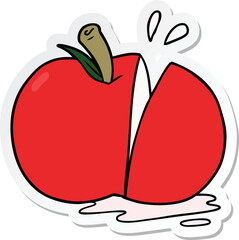 sticker of a cartoon sliced apple