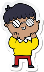 sticker of a cartoon boy wearing spectacles