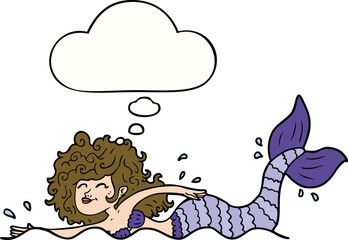 cartoon mermaid and thought bubble