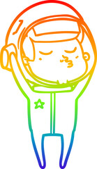 rainbow gradient line drawing cartoon confident astronaut