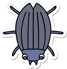 sticker of a quirky hand drawn cartoon beetle