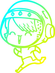 cold gradient line drawing happy cartoon space girl