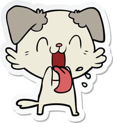 sticker of a cartoon panting dog