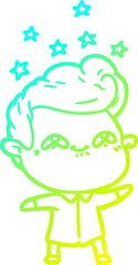 cold gradient line drawing cartoon excited man