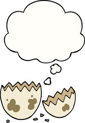 cartoon cracked egg and thought bubble