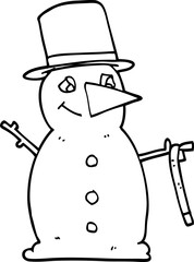 line drawing cartoon snowman