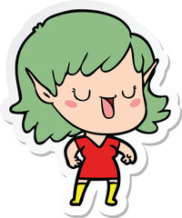 sticker of a cartoon elf girl
