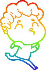 rainbow gradient line drawing cartoon man pouting