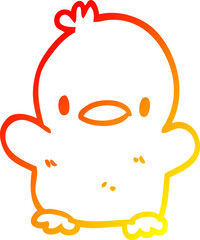 warm gradient line drawing cute cartoon chick