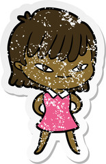 distressed sticker of a cartoon woman