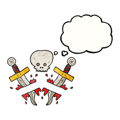 thought bubble textured cartoon dagger tattoo