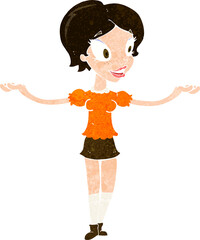 cartoon woman with arms spread wide