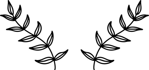 black line tattoo of leaves