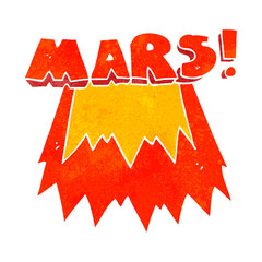 retro cartoon Mars text symbol