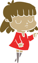 flat color style cartoon indifferent woman