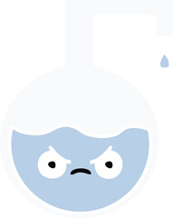 flat color retro cartoon science experiment