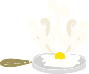 frying flat color illustration of a cartoon egg