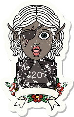 elf rogue character with natural twenty dice roll illustration