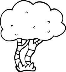line drawing cartoon tree