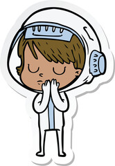 sticker of a cartoon astronaut woman