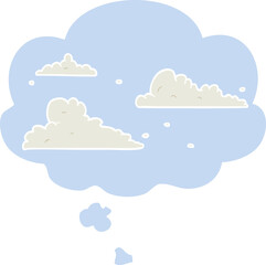cartoon clouds and thought bubble in retro style