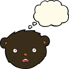 cartoon black bear face with thought bubble