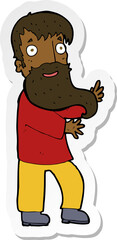 sticker of a cartoon excited bearded man