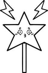 line drawing cartoon magic wand